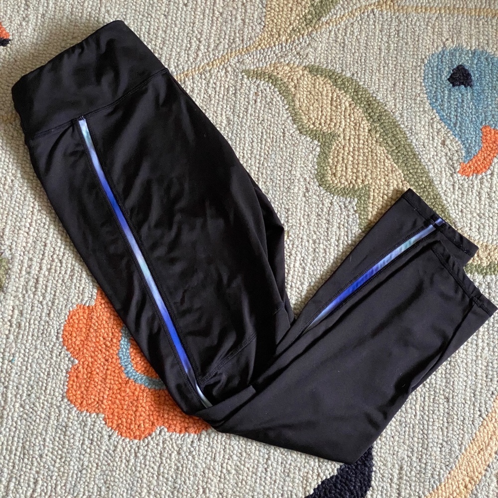 Black Yoga Pants Single Blue Side Stripe